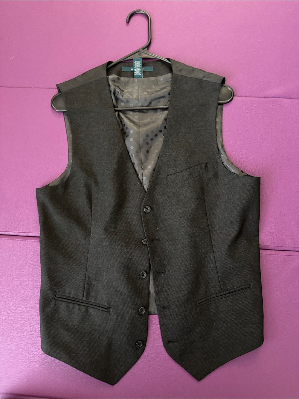 Perry Ellis Black Men's Dress Vest with Polka Dot Lining